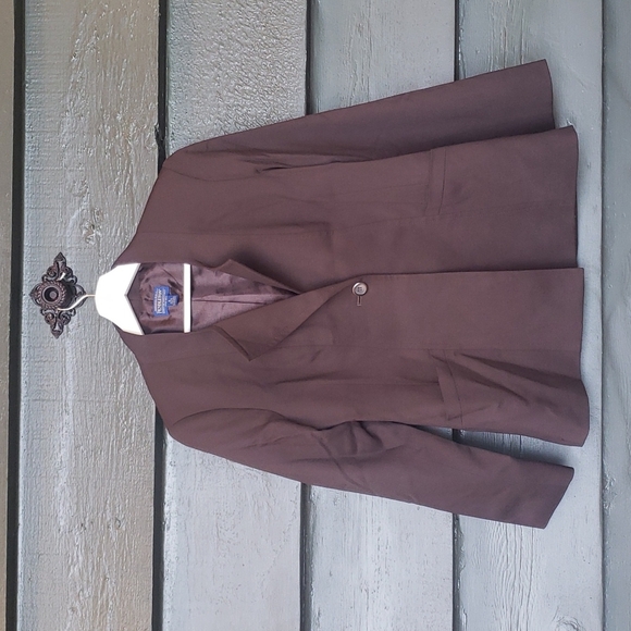 PENDLETON Brown Wool Blazer Jacket sz 6 Petite Women's Business Suit Separate - Picture 3 of 6